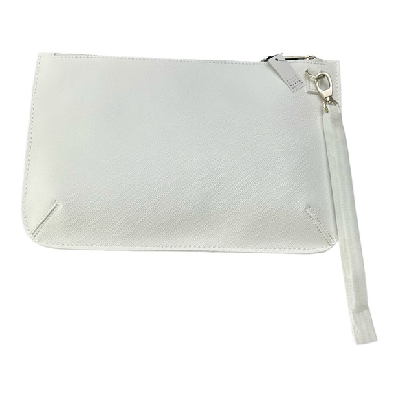 White House Black Market Hydrangea Studded Wristlet Clutch Floral White NWT - Picture 2 of 4